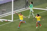 Gisela Robledo celebra el gol que le dio la victoria a Colombia en la Liga de Naciones