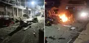 Motobomba explota frente a estación policial en Briceño, Antioquia: patrullero herido
