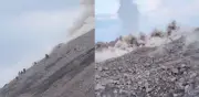 Turistas escalan volcán activo en Guatemala y son sorprendidos por explosión