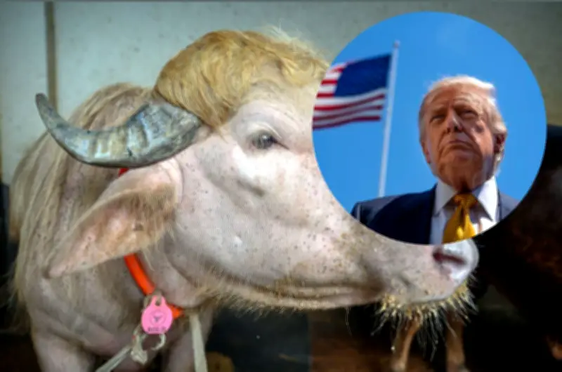 Búfalo albino apodado 'Donald Trump' causa furor en Bangladesh por su cabellera rubia