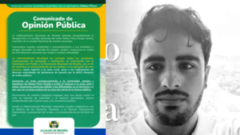 Buscan a periodista Mateo Pérez desaparecido en Briceño, Antioquia