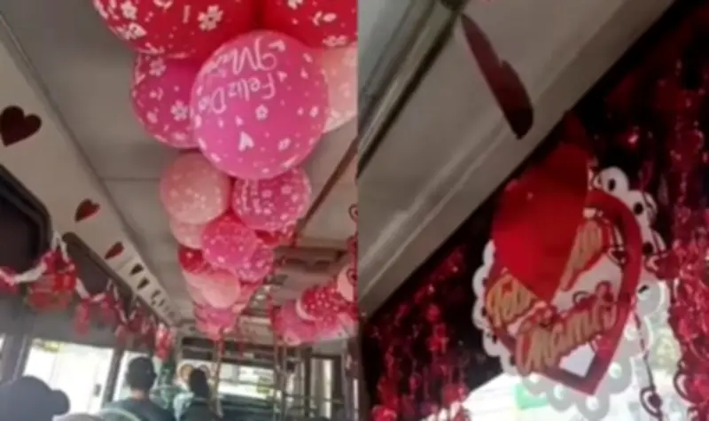 Conductor de bus en Barranquilla decora su vehículo para homenajear a las madres y se vuelve viral