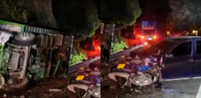 Grave accidente en vía Ubaté-Zipaquirá entre vehículo particular y camión