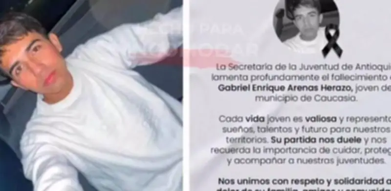 Hallan sin vida a Gabriel Enrique Arenas, estudiante de la U. de Antioquia desaparecido en Caucasia