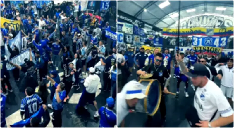 Hinchas de Millonarios arman fiesta en Brasil antes del duelo ante Sao Paulo