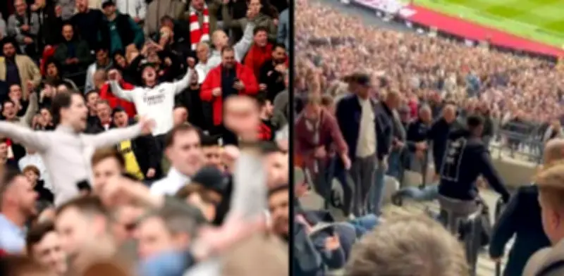 Impresionante agresión de hinchas del West Ham a seguidores del Arsenal