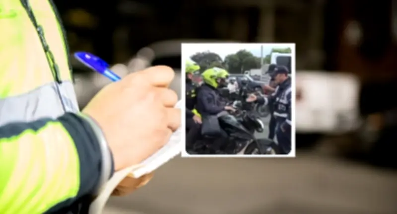 Inmovilizan a dos policías en Bogotá por andar en moto en andén
