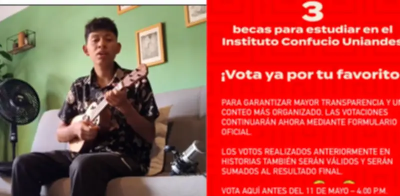 Joven colombiano pide votos en TikTok para beca de chino mandarín