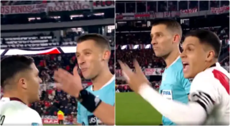 Juanfer Quintero explota contra Acuña y hace reír al árbitro en River