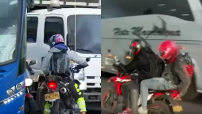 Motociclistas huyen en contravía para evitar controles en Bogotá