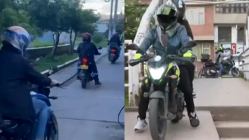 Motociclistas invaden andenes y puentes peatonales en Bogotá para ahorrar tiempo