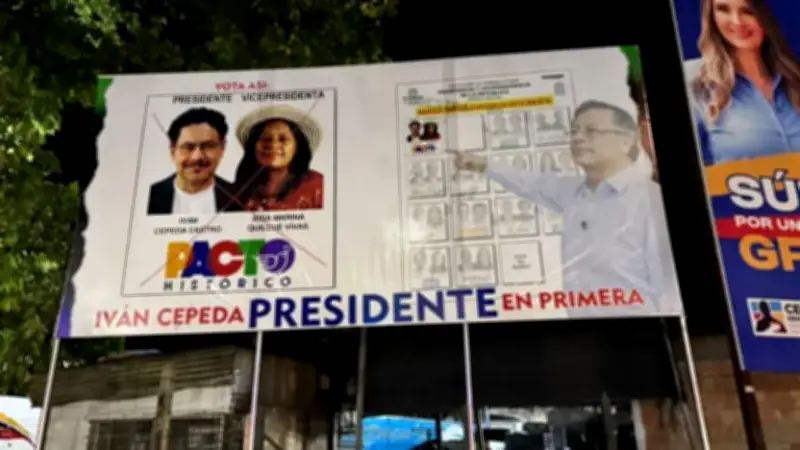 Polémica en Florencia por valla de Iván Cepeda con imagen de Petro