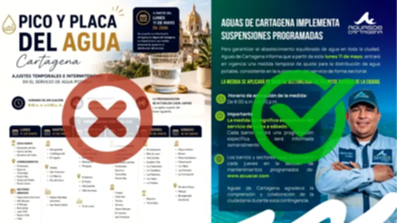 Racionamiento de agua en Cartagena: alertan por avisos falsos