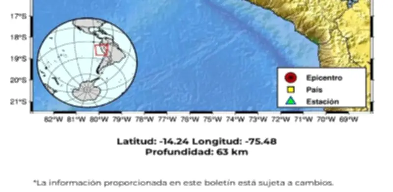 Sismo de magnitud 6,1 sacude costa sur de Perú sin reporte de víctimas