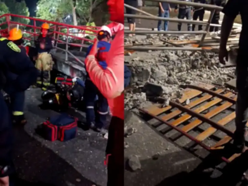 Tragedia en Santander: tractomula derriba puente peatonal y mata a motociclista