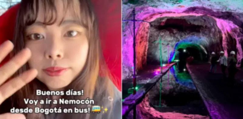 Turista japonesa en Colombia: reacción al visitar la mina de sal de Nemocón