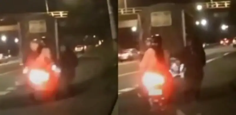 Video: ladrón roba bolso a mujer en moto en Medellín y casi la hace caer