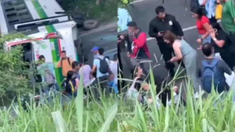 Volcamiento de bus alimentador deja 21 heridos en el norte del Valle de Aburrá
