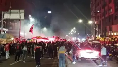 Hinchas provocan trancón en avenida Esperanza de Bogotá; recomiendan rutas alternas