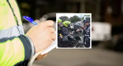 Inmovilizan a dos policías en Bogotá por andar en moto en andén