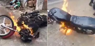 Motociclista prende fuego a su moto tras ser detenido en Brasil