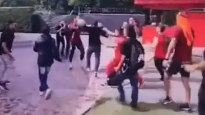 Presunta pelea entre hinchas y jugadores del América de Cali en Cascajal