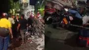 Colapso de puente peatonal en Girón deja un motociclista muerto y varios heridos