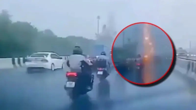 Motociclista en Tailandia es alcanzado por un rayo y sufre grave accidente