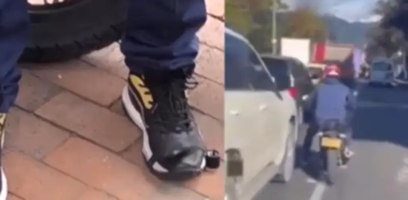 Motociclista escondía chuzos en botas para pinchar llantas en Bogotá