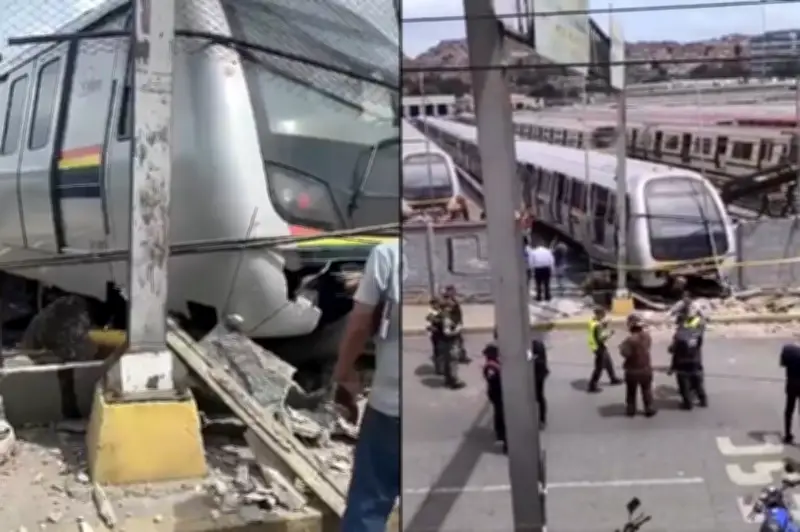 Tren del Metro de Caracas se descarrila y sale a la vía pública en Propatria