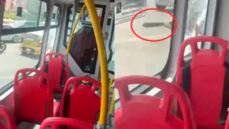 Video: Hombre ataca bus del SITP con machete en Bogotá