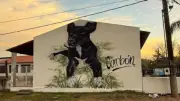 Carbón, el perro callejero que ahora tiene su propio mural escolar en Argentina